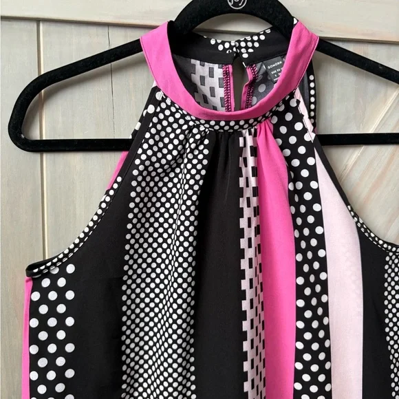 Pink, Black and White Halter Top - Picture 2 of 5